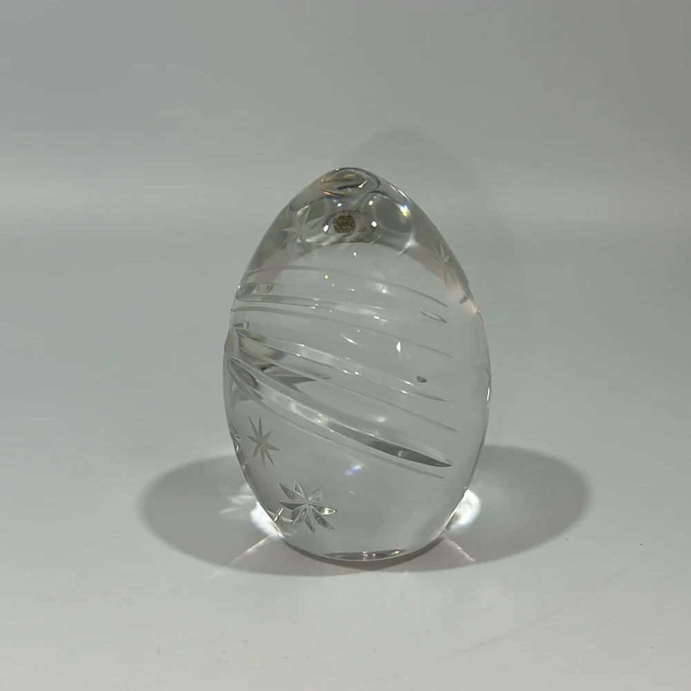 Sullivans Handmade In Poland Lead Crystal Morning Star Paperweight Egg 2000